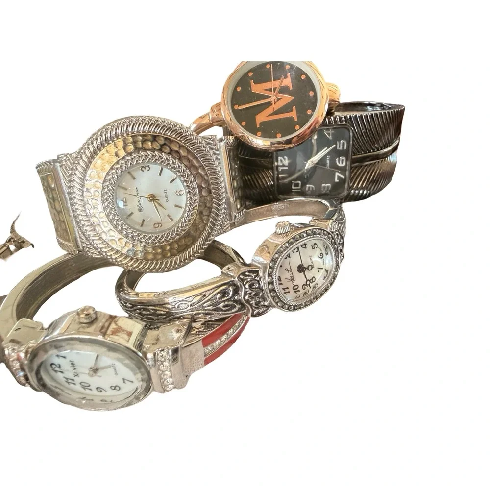 Lot of 4 Women's Statement Cuff Watches  Kathie Lee Xavier Monogram Wrap